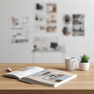 A remodel planning workbook open on a wooden table with coffee and design sketches nearby, symbolizing organization and readiness.