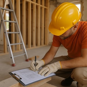 Home renovation progress showing cabinetry installation and timeline planning