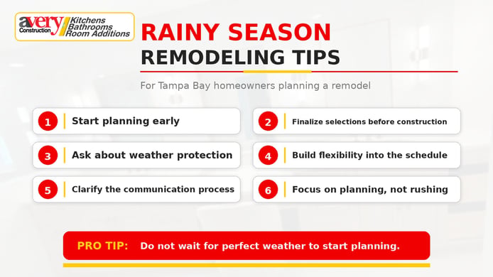 Rainy season remodeling tips for Tampa Bay homeowners planning a renovation